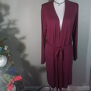 DKNY Maroon Long Sleeve Full Length Dress